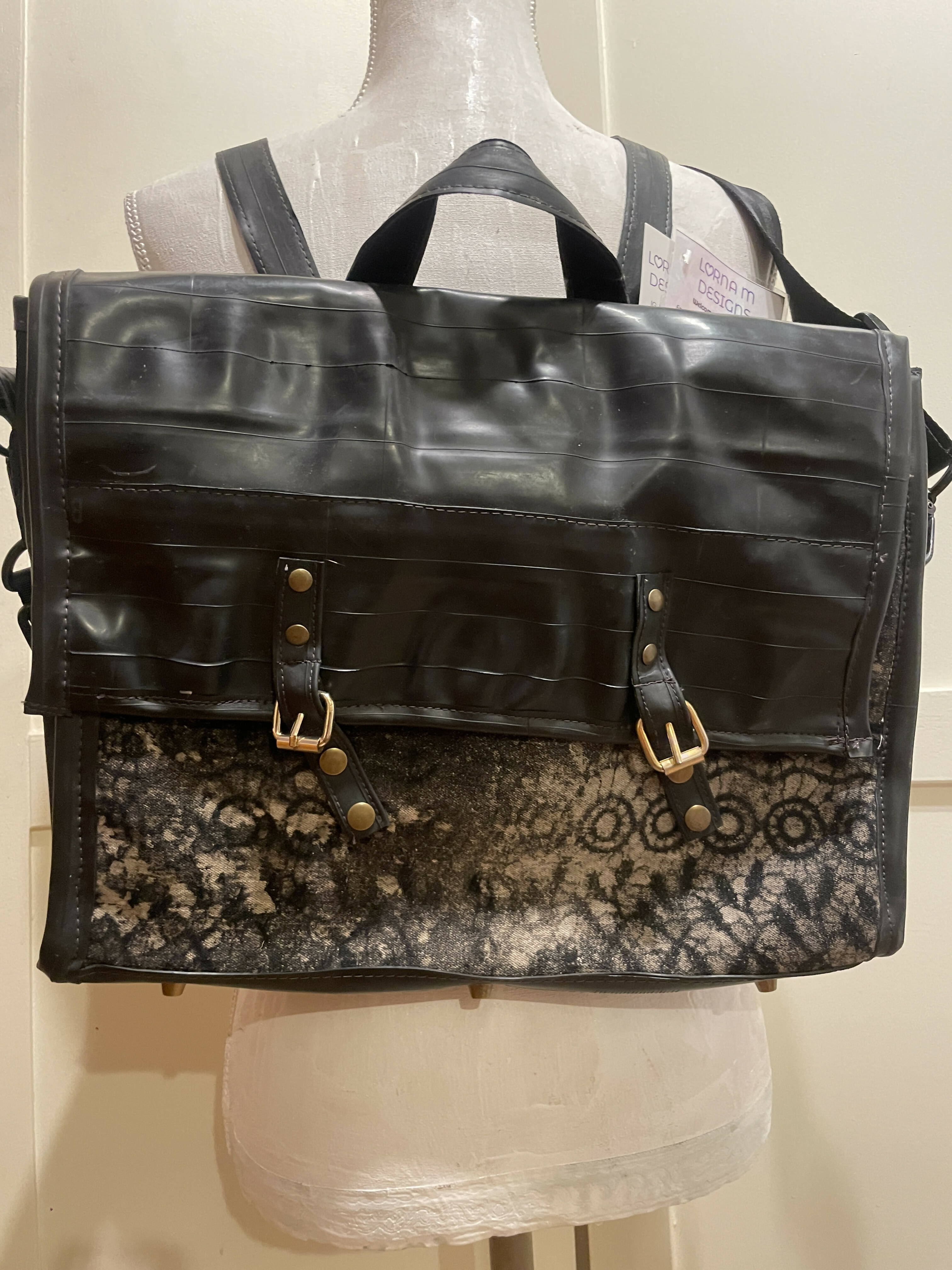 Lorna M Designs - Denim & Inner Tube Briefcase/Backpack