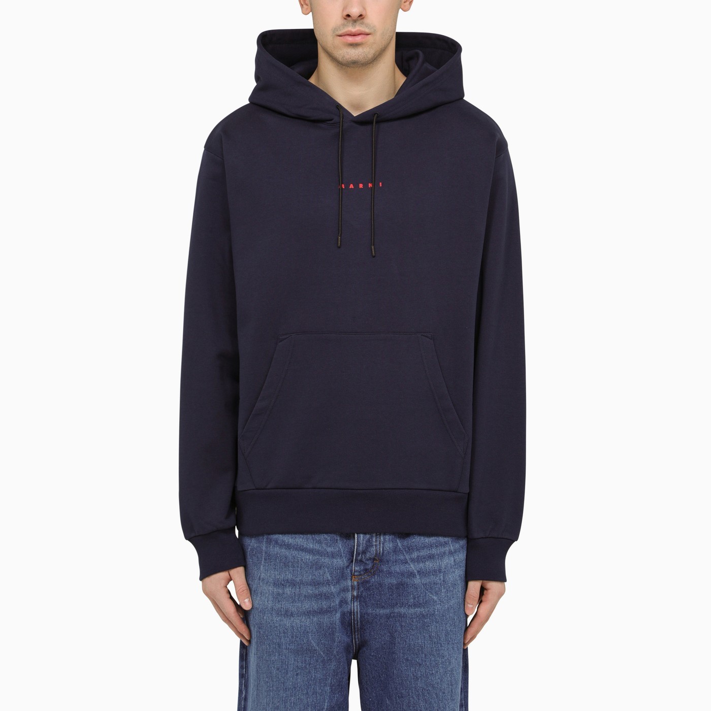 MARNI  |Blue bio cotton hoodie with mini Marni print