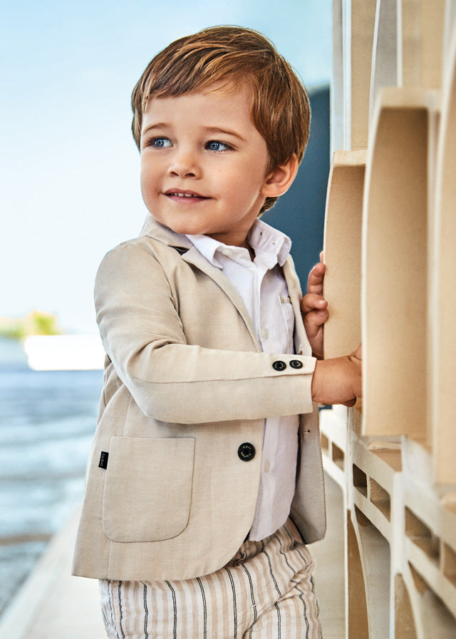 Mayoral Linen jacket for baby boy - Beige