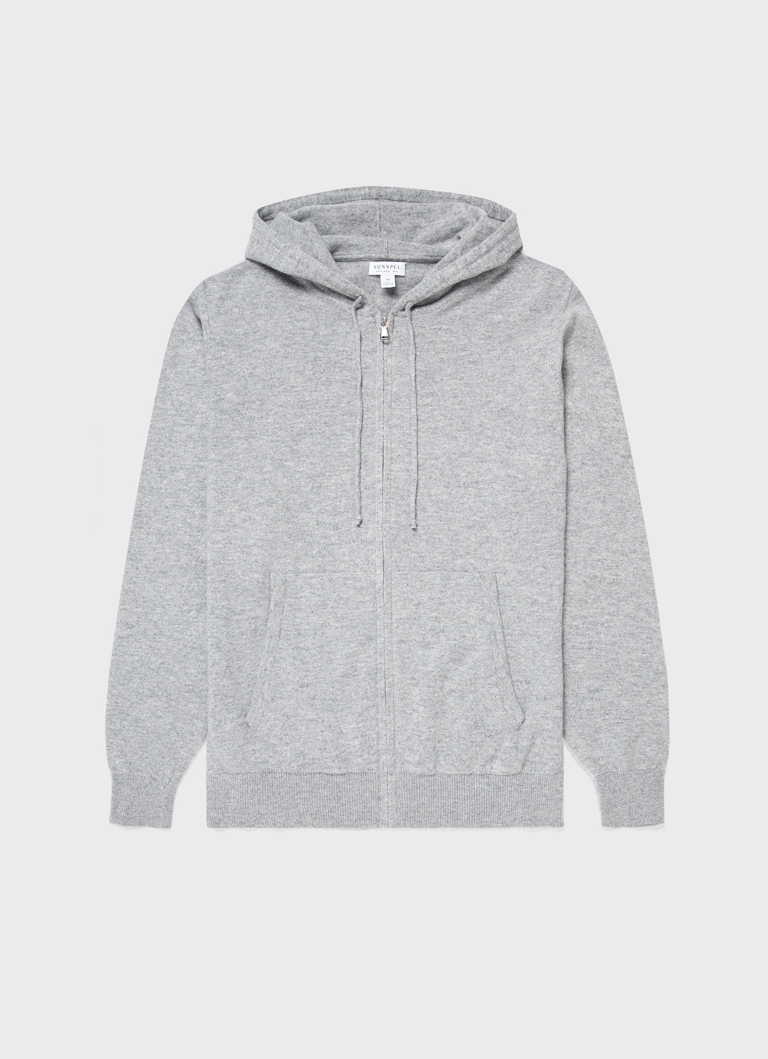 Men's Cashmere Zip Hoodie in Grey Melange