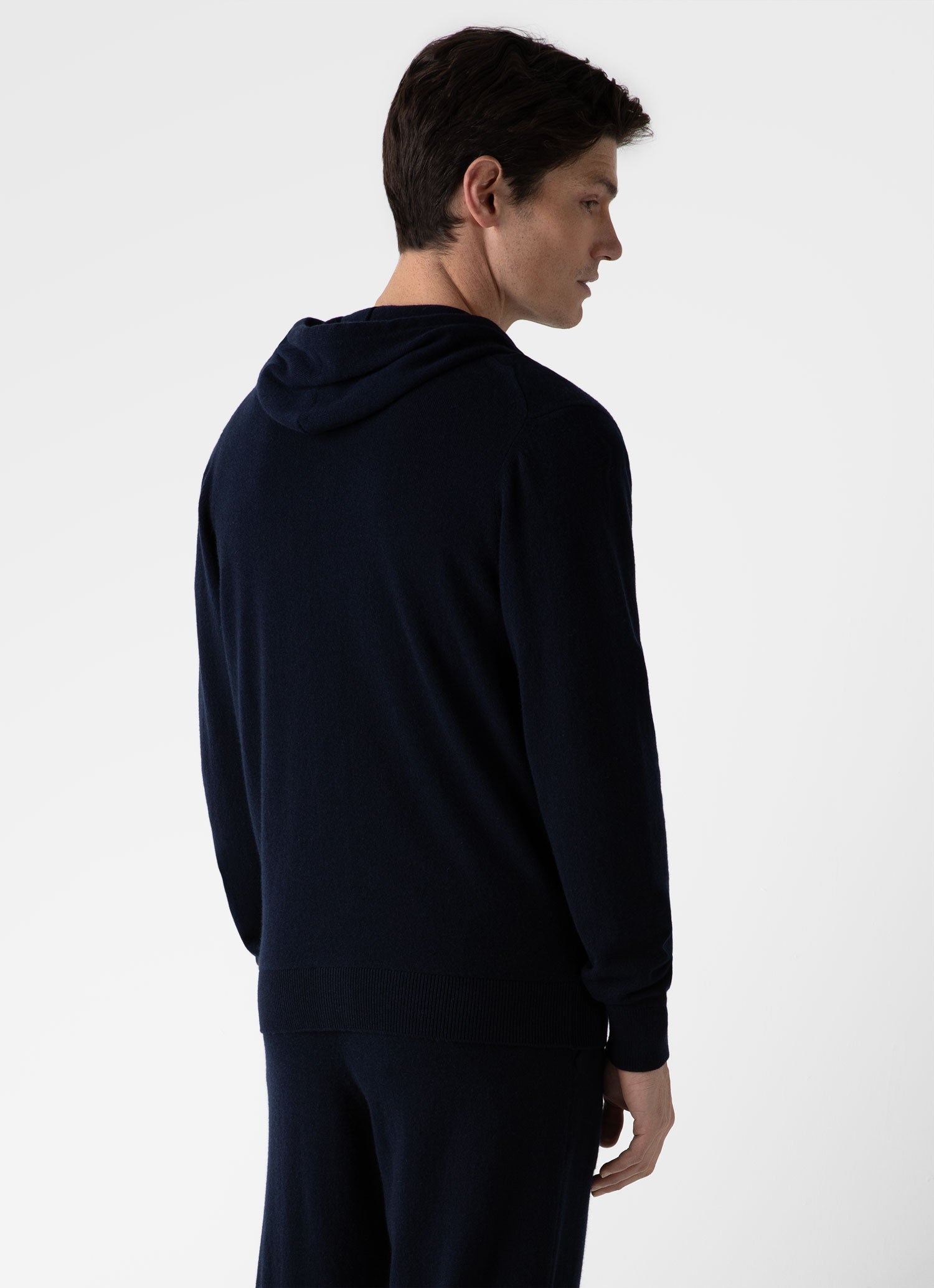 Men's Cashmere Zip Hoodie in Navy