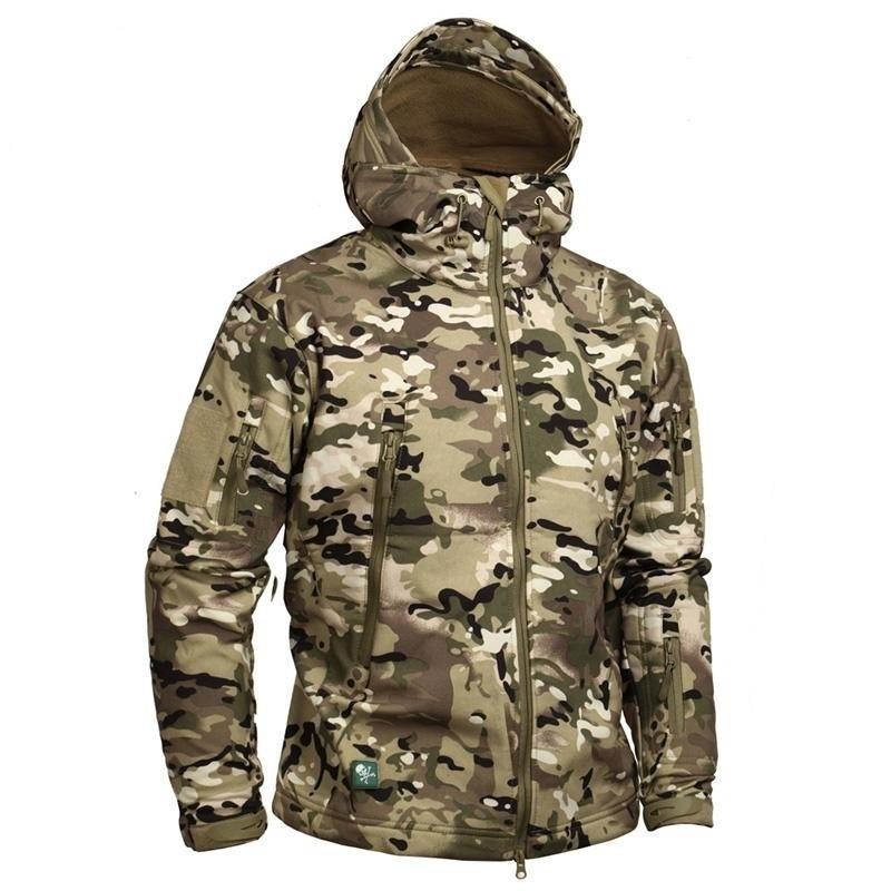 Military Style Camouflage Men's Softshell US Army Tactical Hooded Jacket