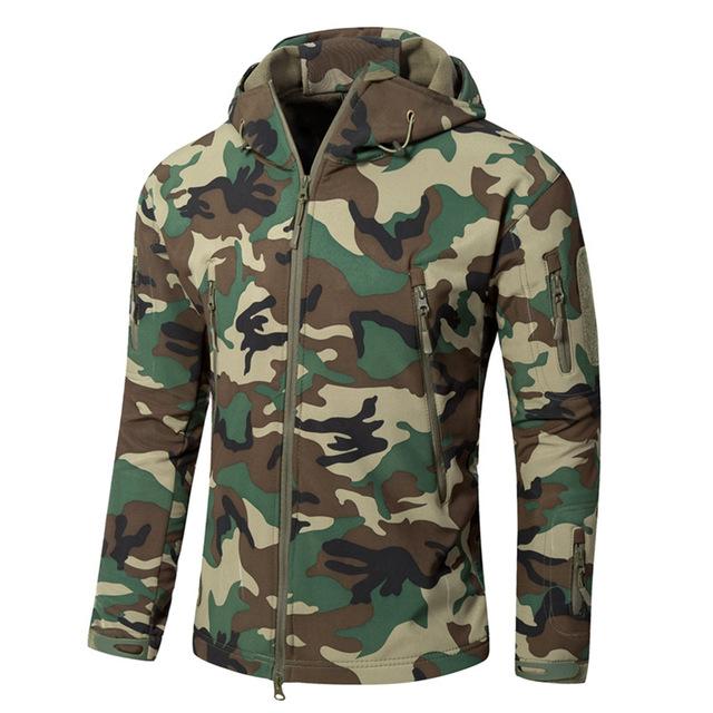 Military Style Camouflage Men's Softshell US Army Tactical Hooded Jacket