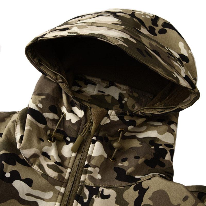 Military Style Camouflage Men's Softshell US Army Tactical Hooded Jacket