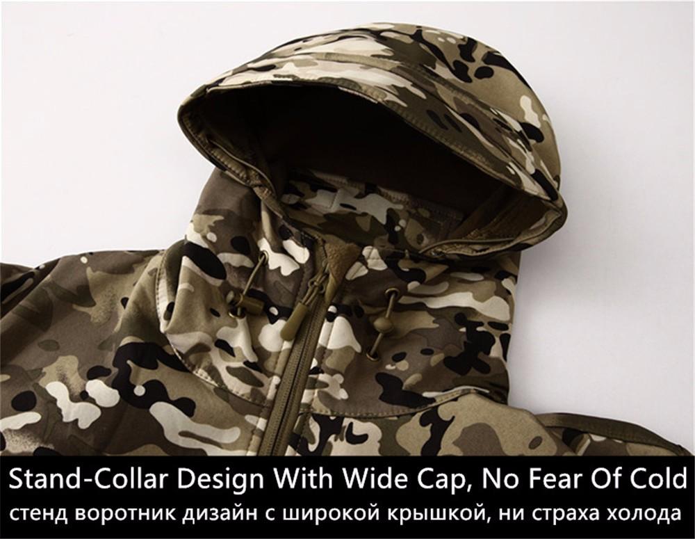 Military Style Camouflage Men's Softshell US Army Tactical Hooded Jacket