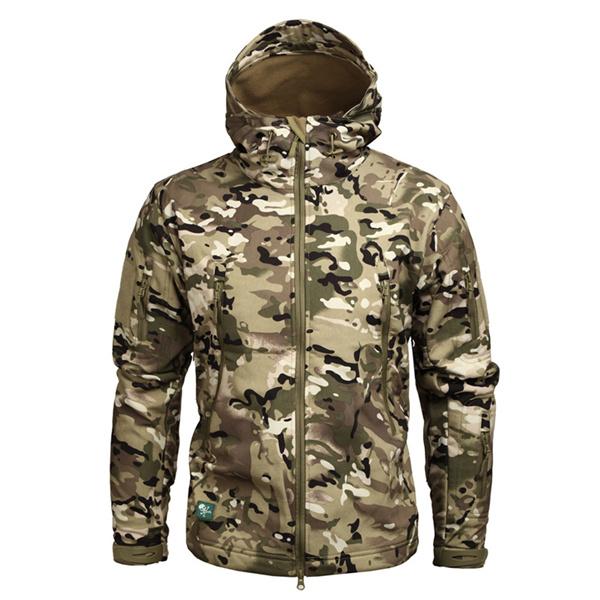 Military Style Camouflage Men's Softshell US Army Tactical Hooded Jacket