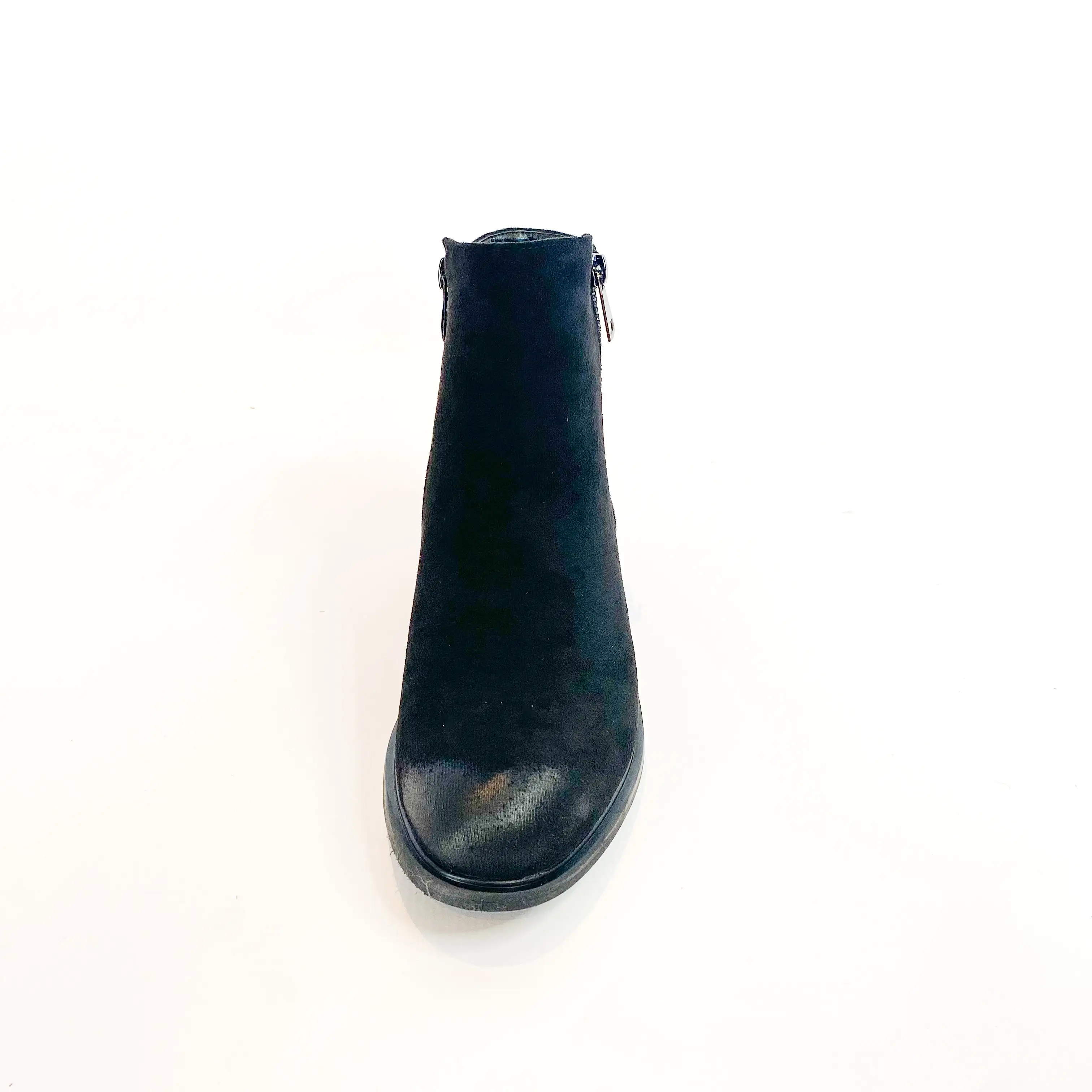 Miss Black, black diamante block heel boot