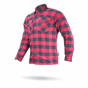 MOTORCYCLE RIDING FLANNEL SHIRT REINFORCED WITH KEVLAR – RED