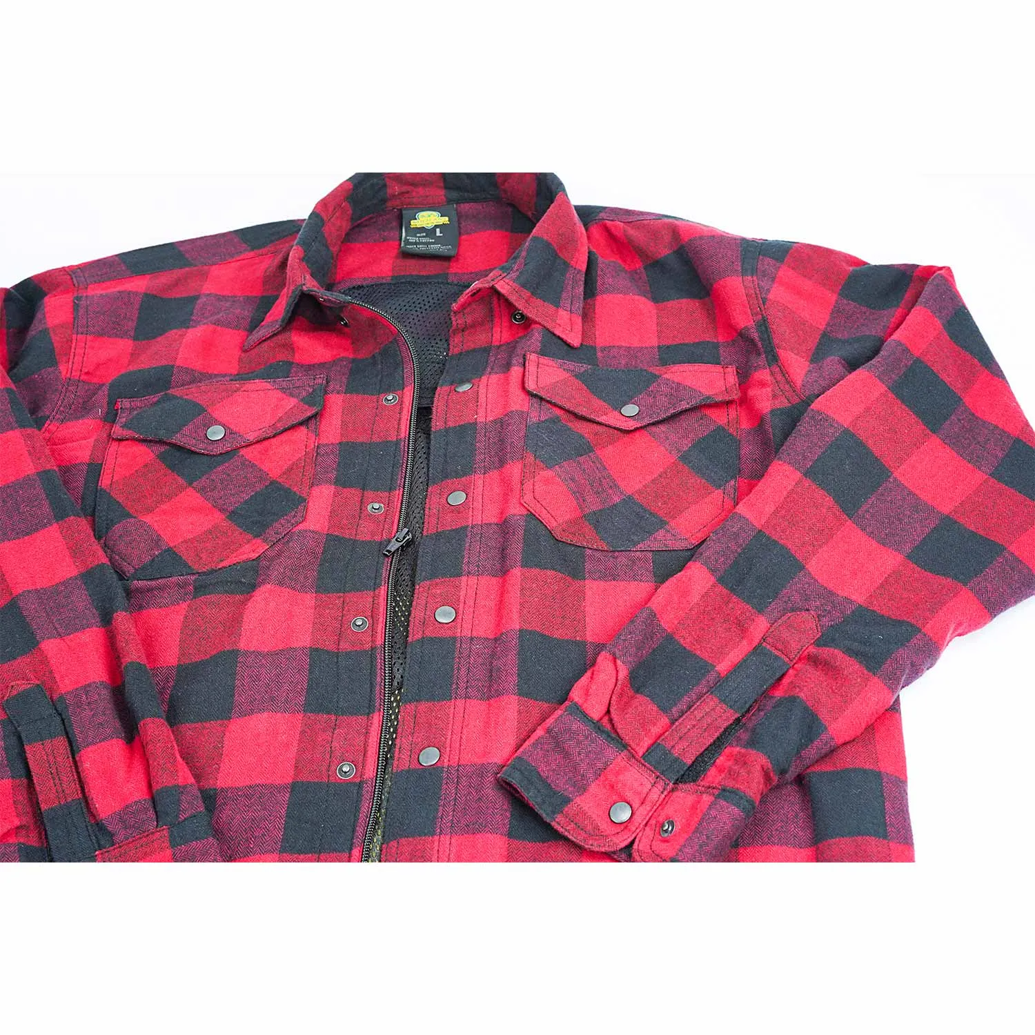 MOTORCYCLE RIDING FLANNEL SHIRT REINFORCED WITH KEVLAR – RED