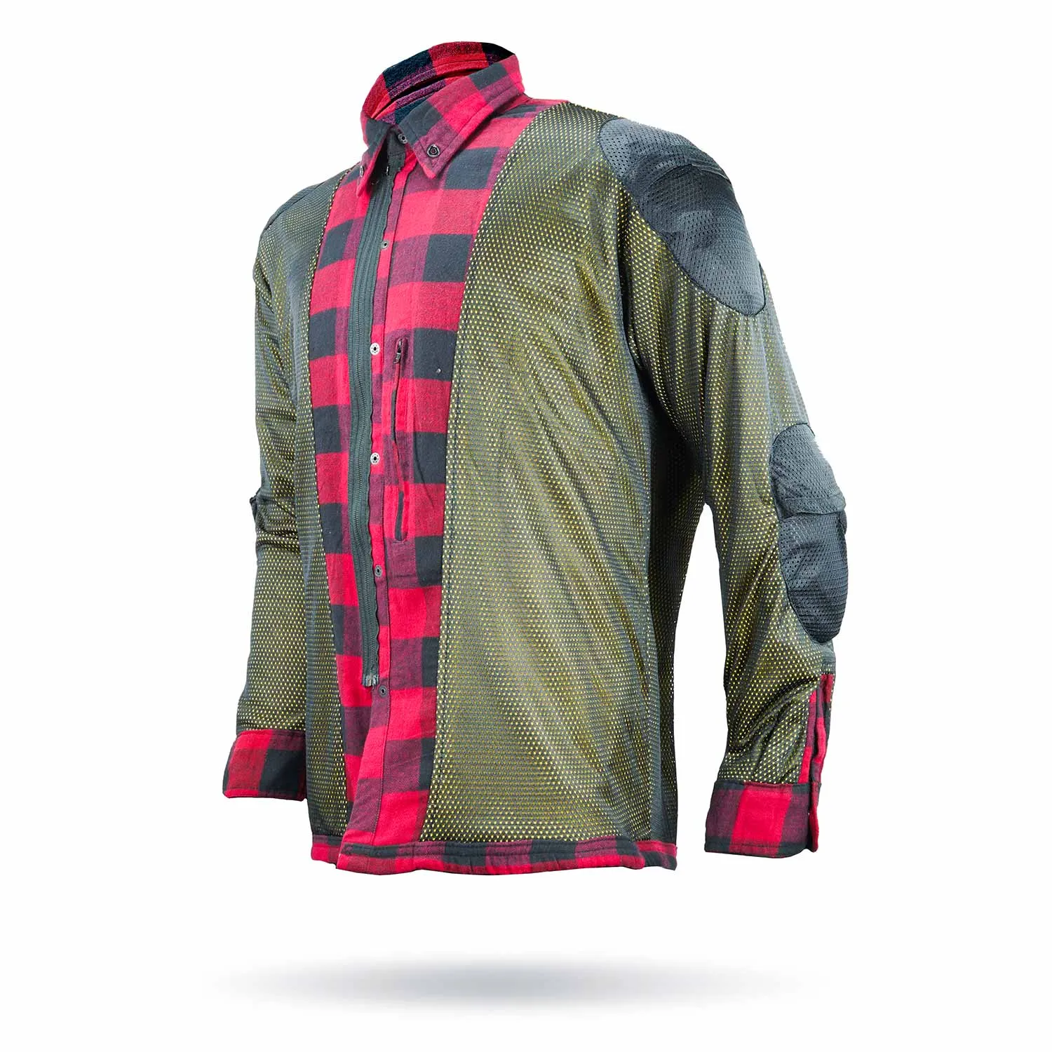 MOTORCYCLE RIDING FLANNEL SHIRT REINFORCED WITH KEVLAR – RED