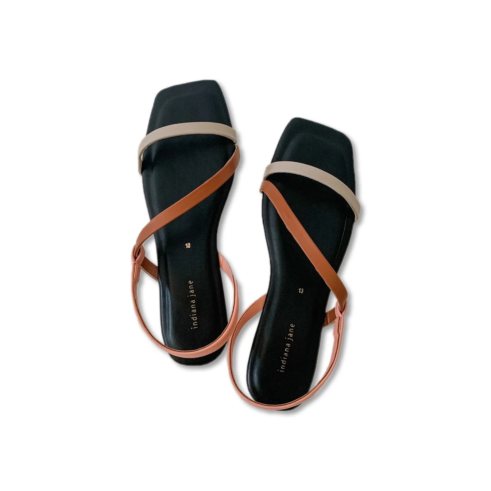 MYKONOS Black Tri Color Strap Flat Sandals