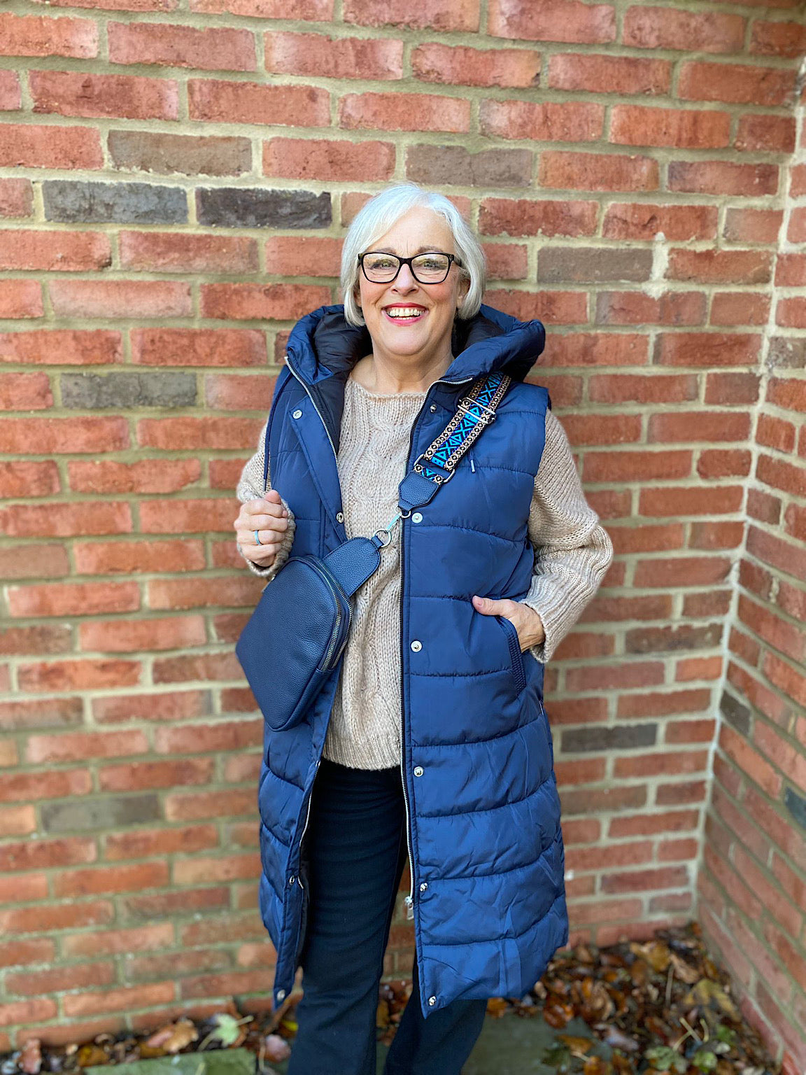 Navy Quilted Zip Detail Gilet Robyn