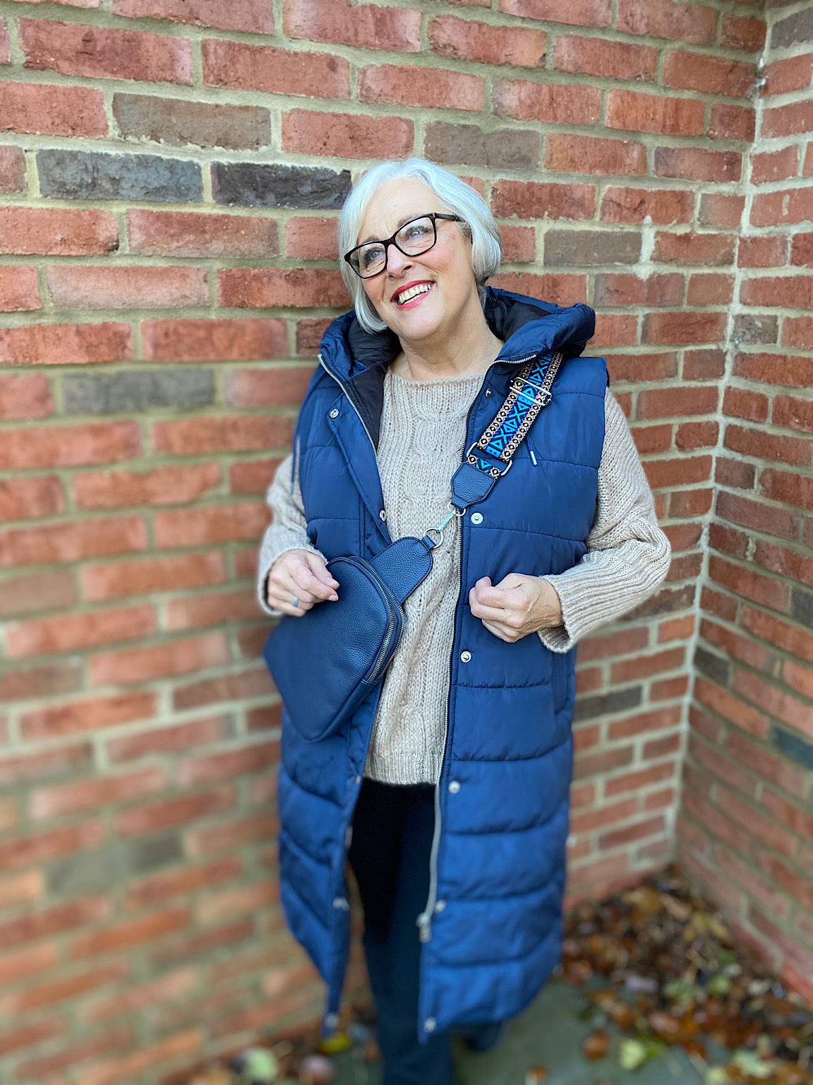 Navy Quilted Zip Detail Gilet Robyn