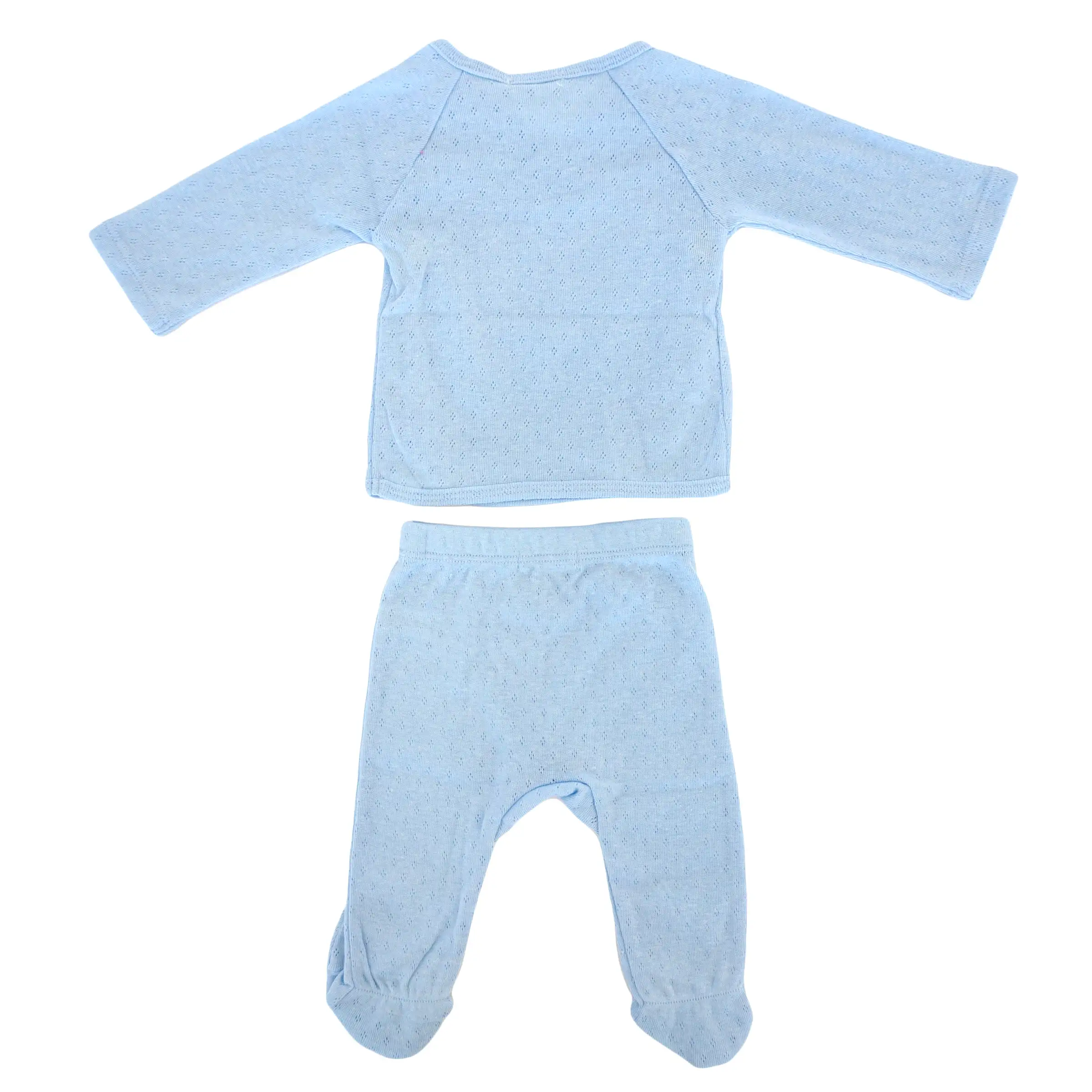 oh baby! Pointelle Kimono Footie Set - Sky Heather