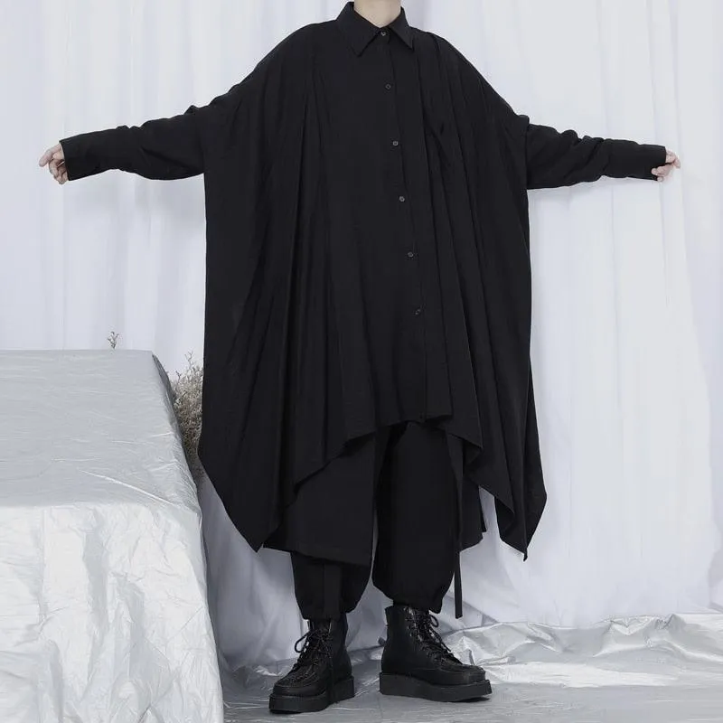 Oversize Gothic Irregular Shirt - Handsome and Loose with Long Sleeves