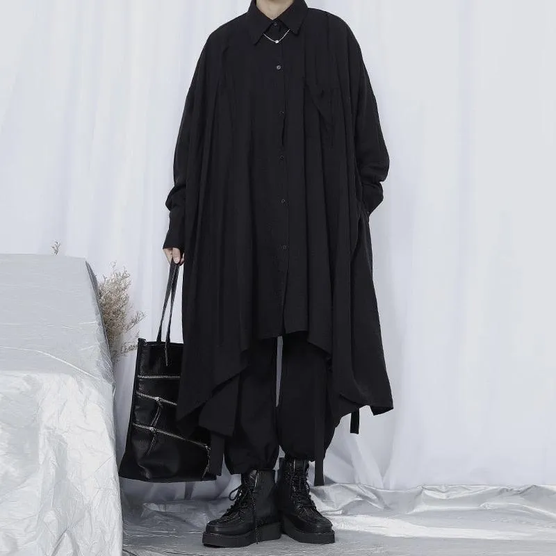 Oversize Gothic Irregular Shirt - Handsome and Loose with Long Sleeves