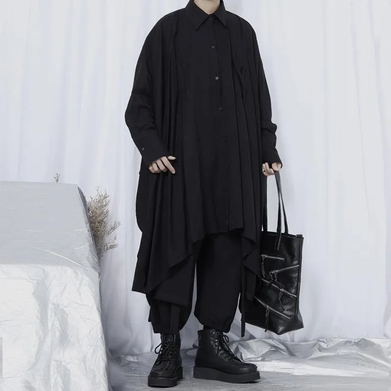 Oversize Gothic Irregular Shirt - Handsome and Loose with Long Sleeves