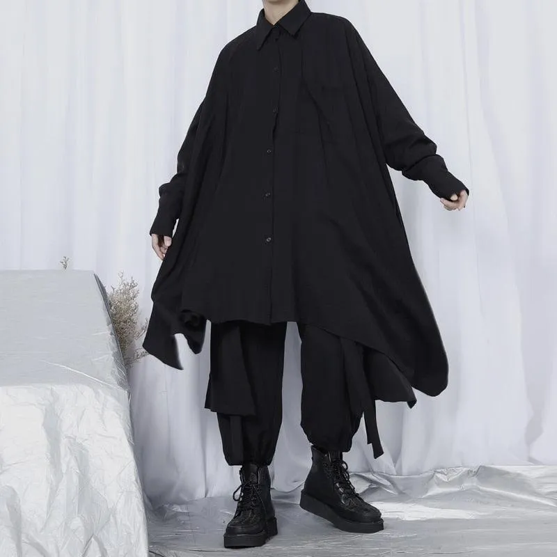 Oversize Gothic Irregular Shirt - Handsome and Loose with Long Sleeves