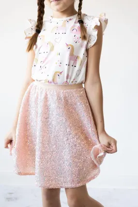 Peach Sequin Twirl Skirt