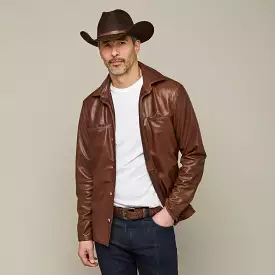 Perforated Lightweight Lambskin Jacket :: Whiskey