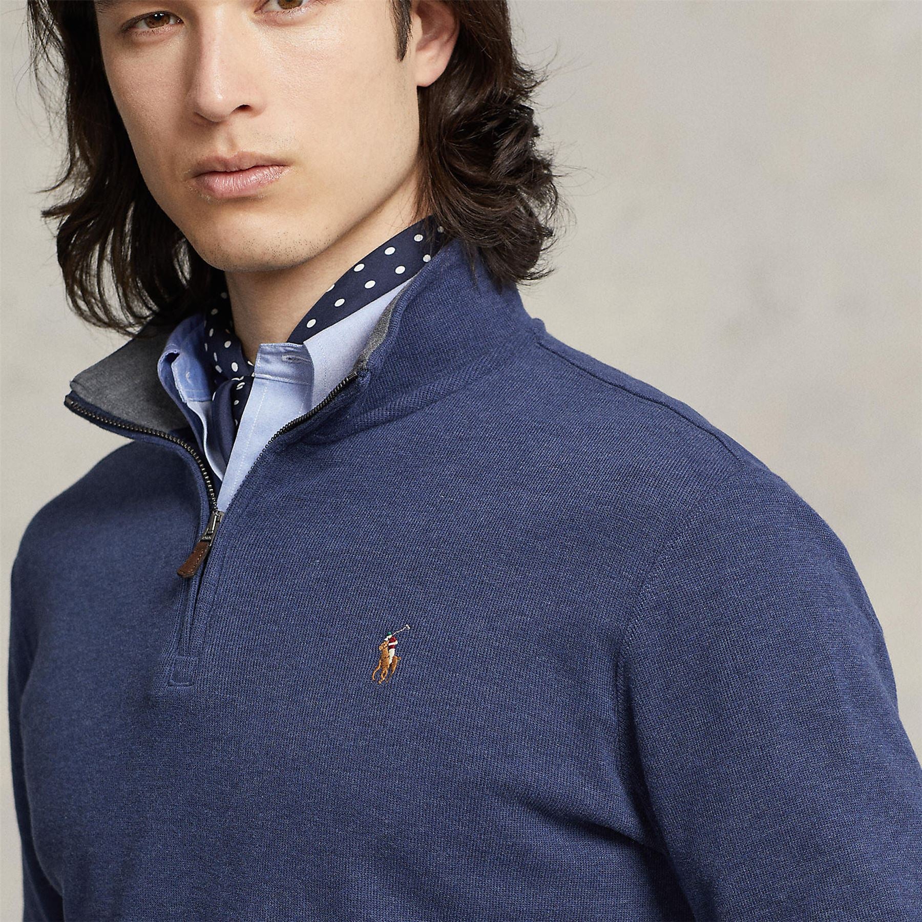 Polo Golf Cotton Half Zip Spring Navy Heather - AW23