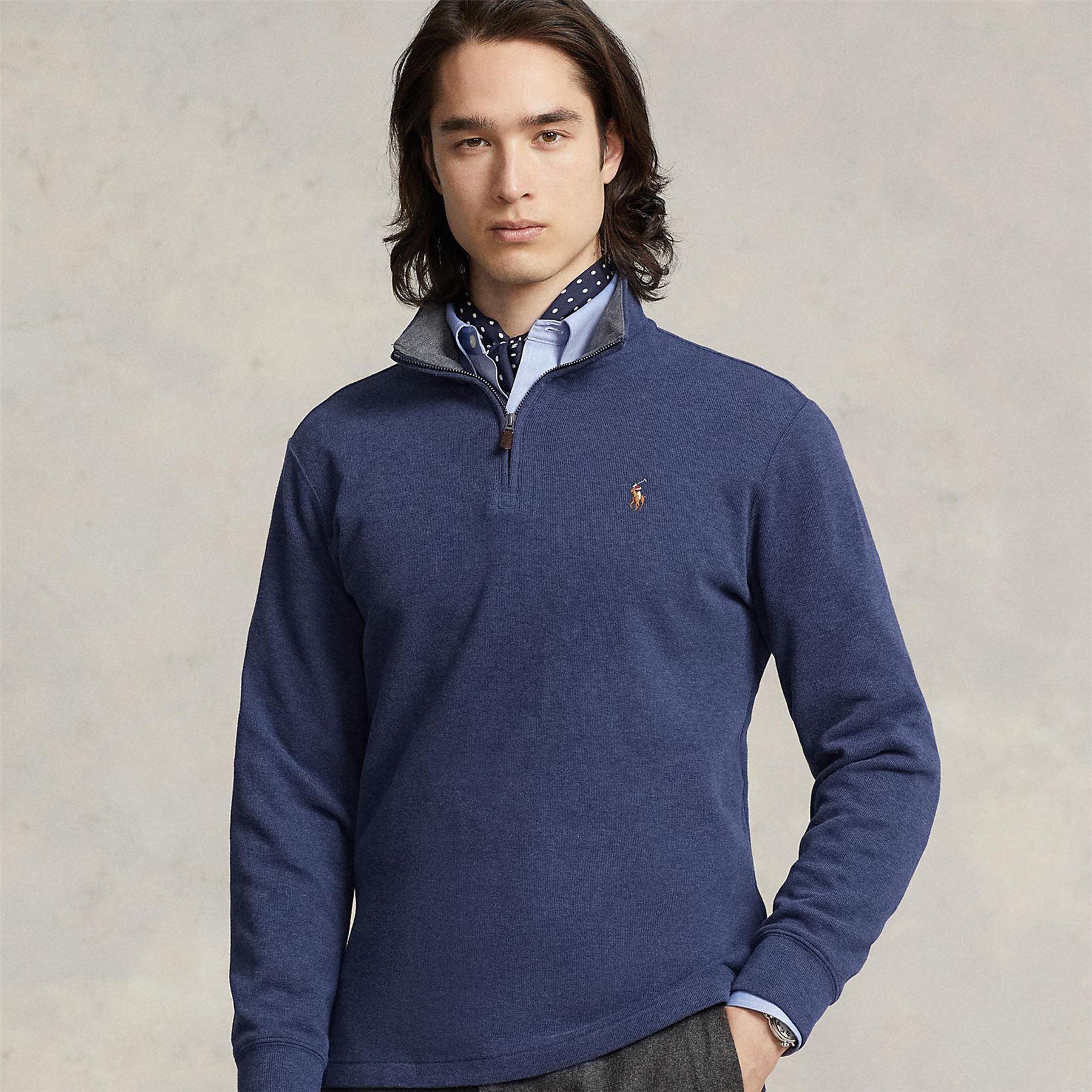 Polo Golf Cotton Half Zip Spring Navy Heather - AW23