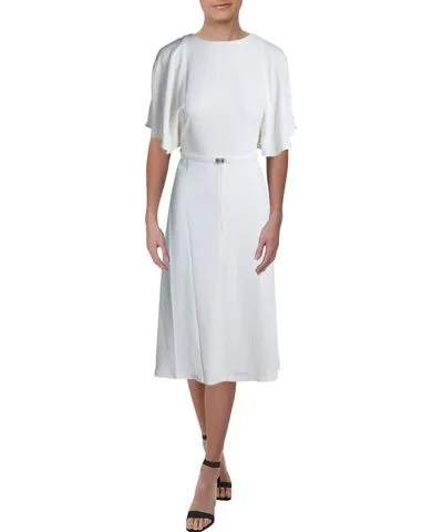 Ralph Lauren Fayola Womens Split Sleeves Midi Cocktail Dress