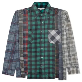 Rebuild by Flannel Shirt 7 Cuts Shirt / Reflection - Green/Black