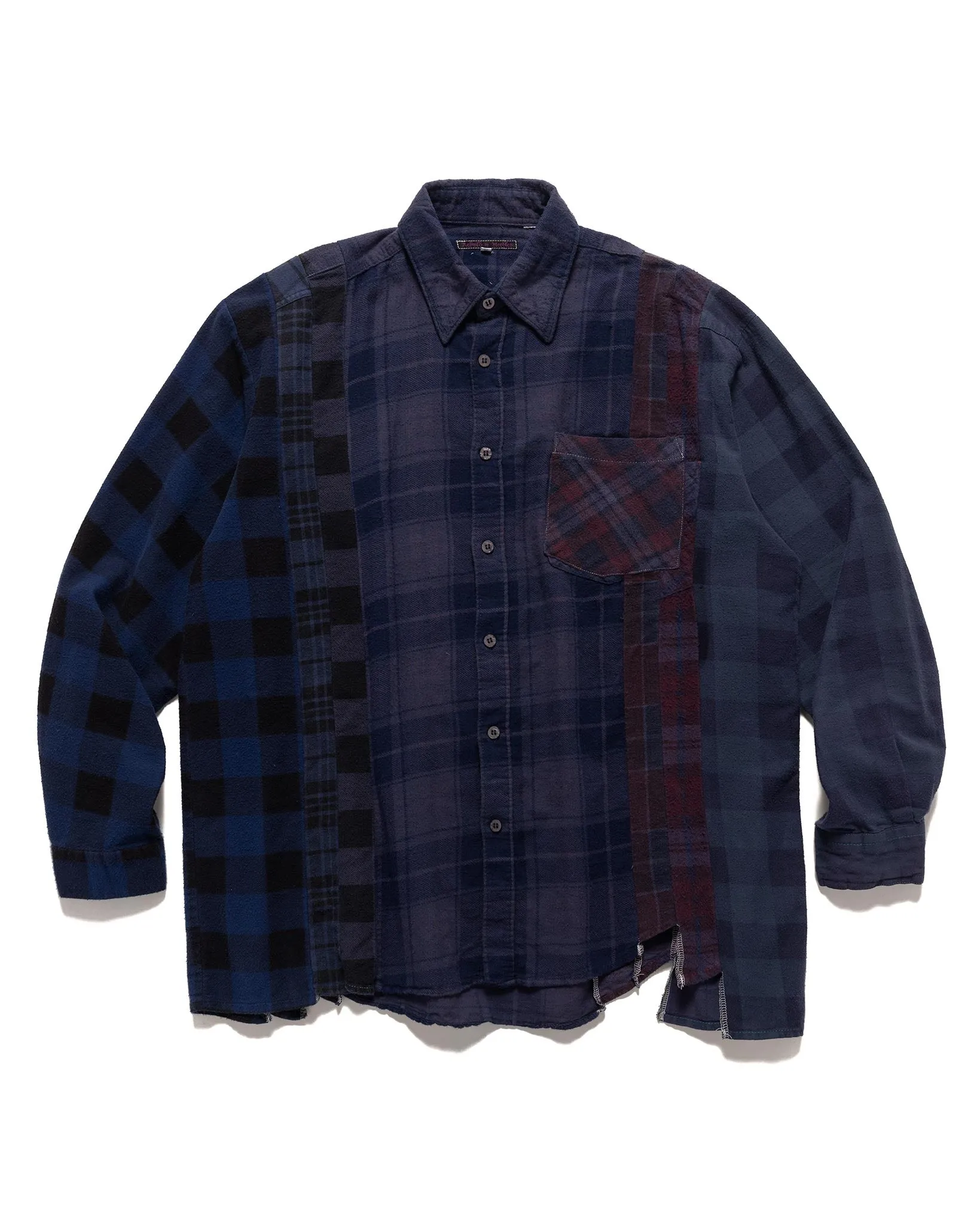 Rebuild by Needles Flannel Shirt -> 7 Cuts Shirt / Over Dye Purple