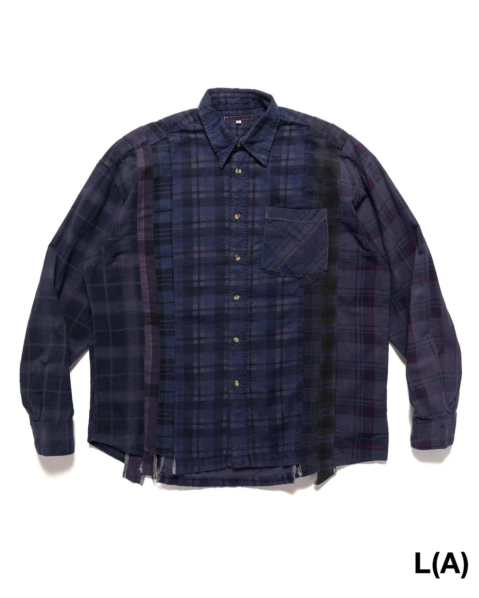 Rebuild by Needles Flannel Shirt -> 7 Cuts Shirt / Over Dye Purple