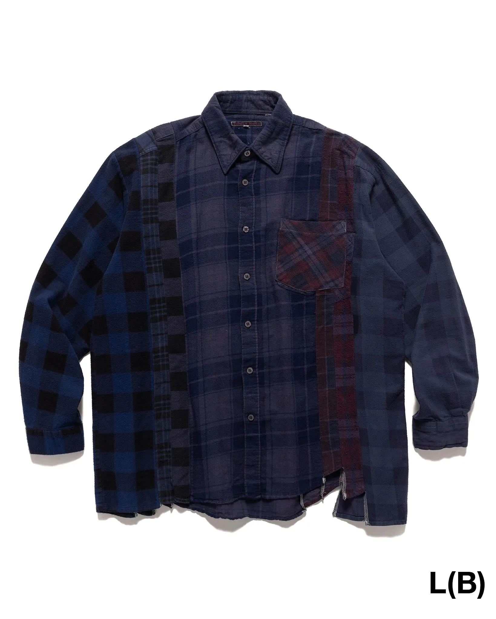 Rebuild by Needles Flannel Shirt -> 7 Cuts Shirt / Over Dye Purple