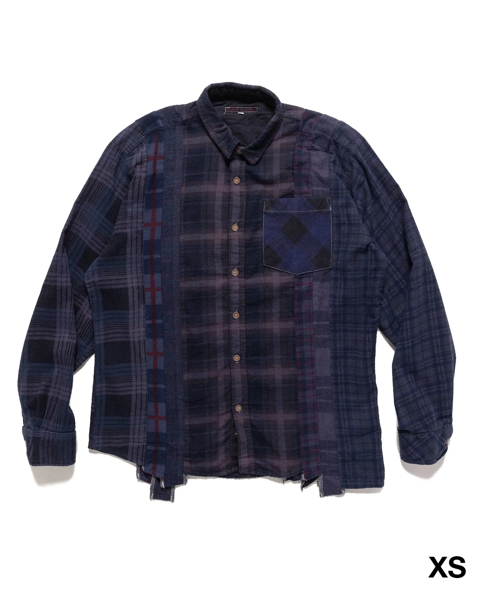 Rebuild by Needles Flannel Shirt -> 7 Cuts Shirt / Over Dye Purple