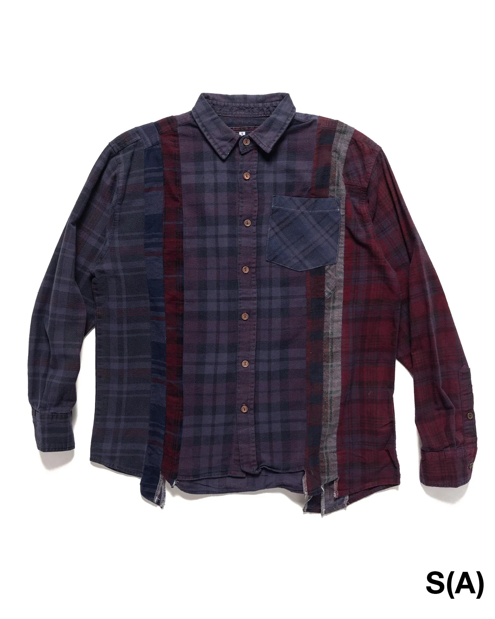 Rebuild by Needles Flannel Shirt -> 7 Cuts Shirt / Over Dye Purple