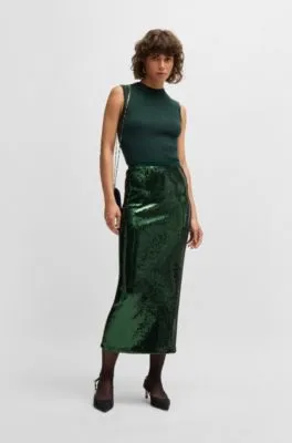 Relaxed-fit maxi skirt with sequin embellishments