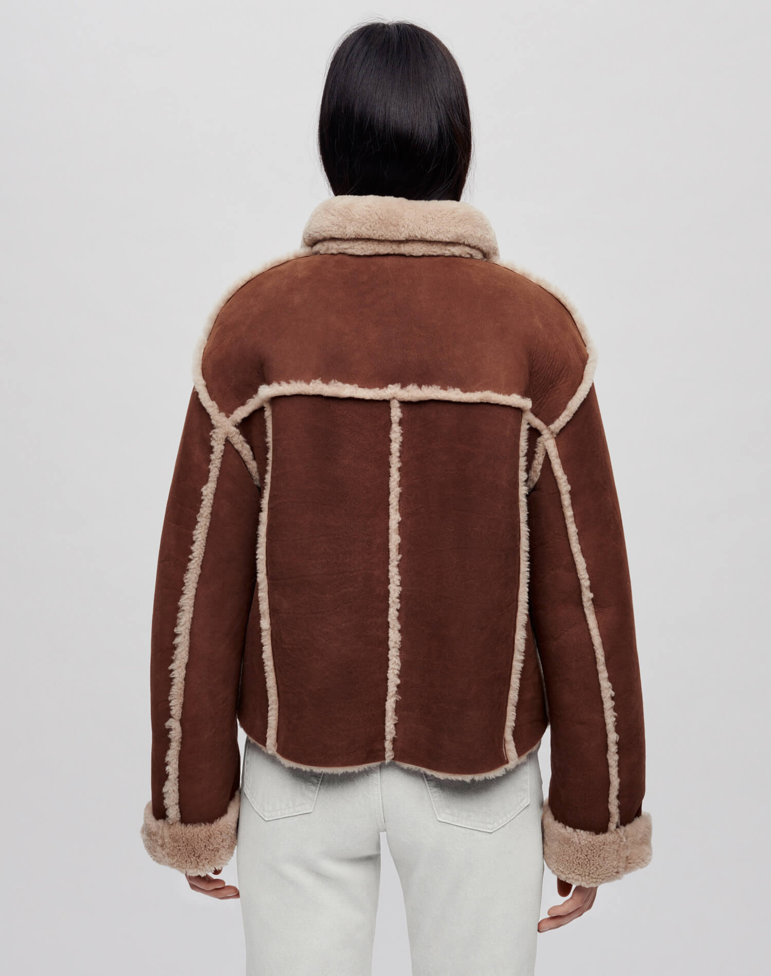 Reversible Shearling Boxy Jacket - Espresso Shearling