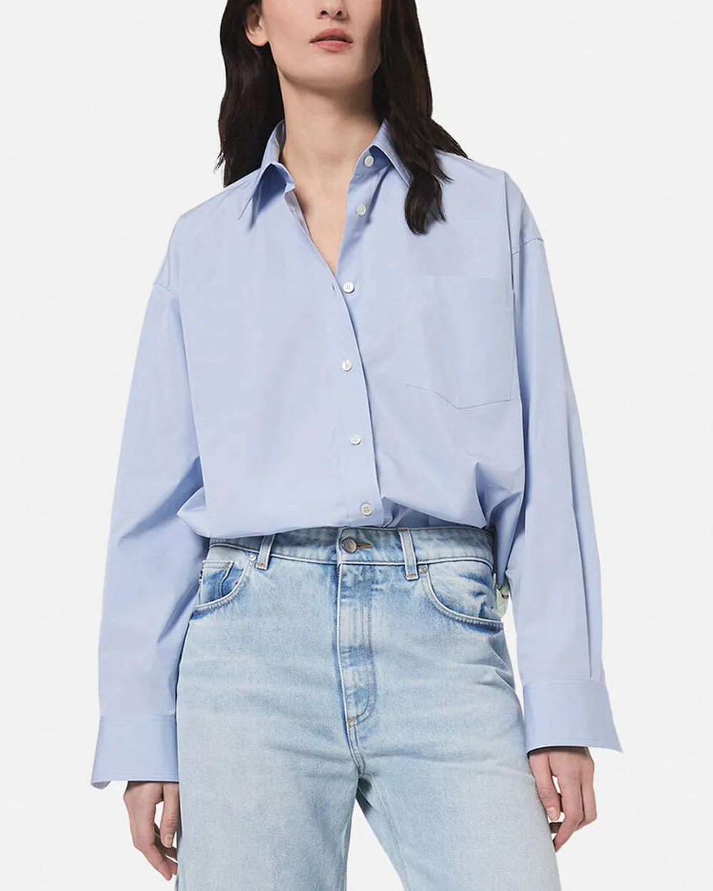 Sky Blue Chiffon Oversized Shirt