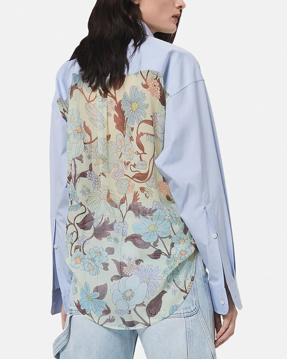 Sky Blue Chiffon Oversized Shirt