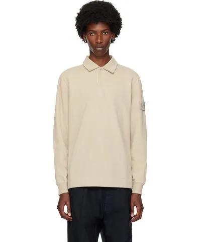 Stone Island Beige Logo Patch Polo