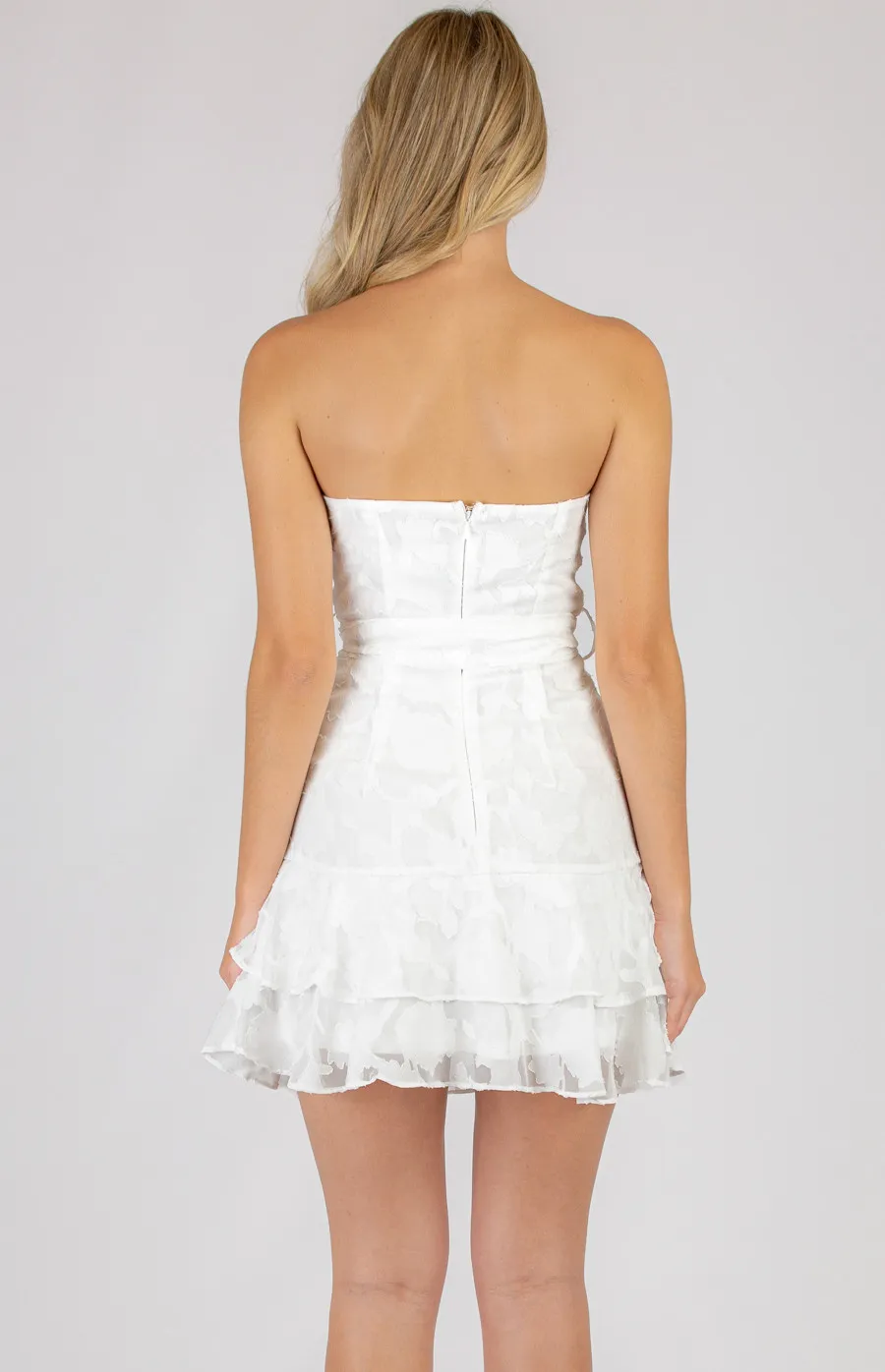 Strapless Mini Dress with Frill Hem Details (SDR617-2A)