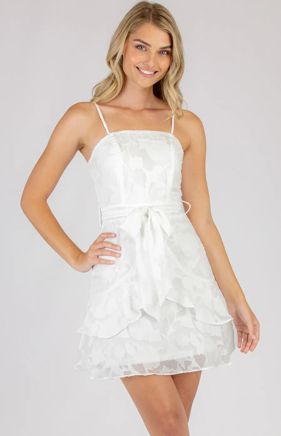 Strapless Mini Dress with Frill Hem Details (SDR617-2A)