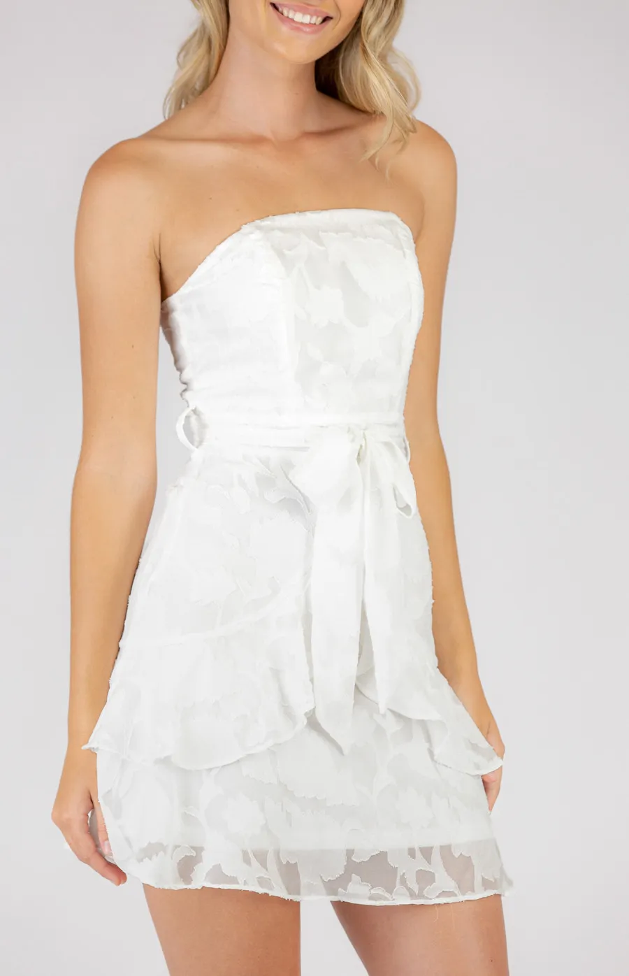 Strapless Mini Dress with Frill Hem Details (SDR617-2A)