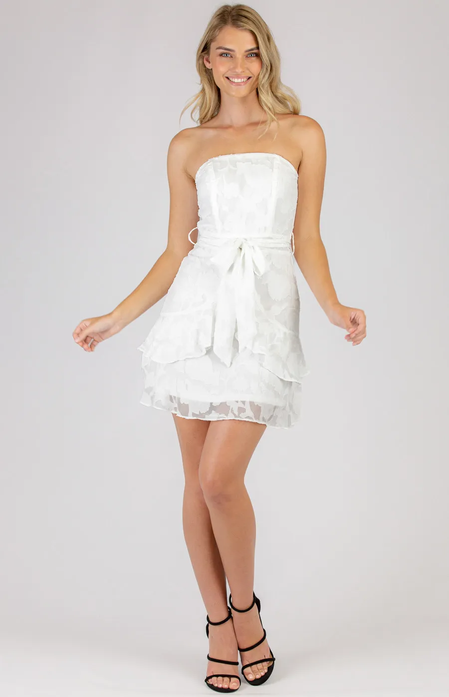 Strapless Mini Dress with Frill Hem Details (SDR617-2A)