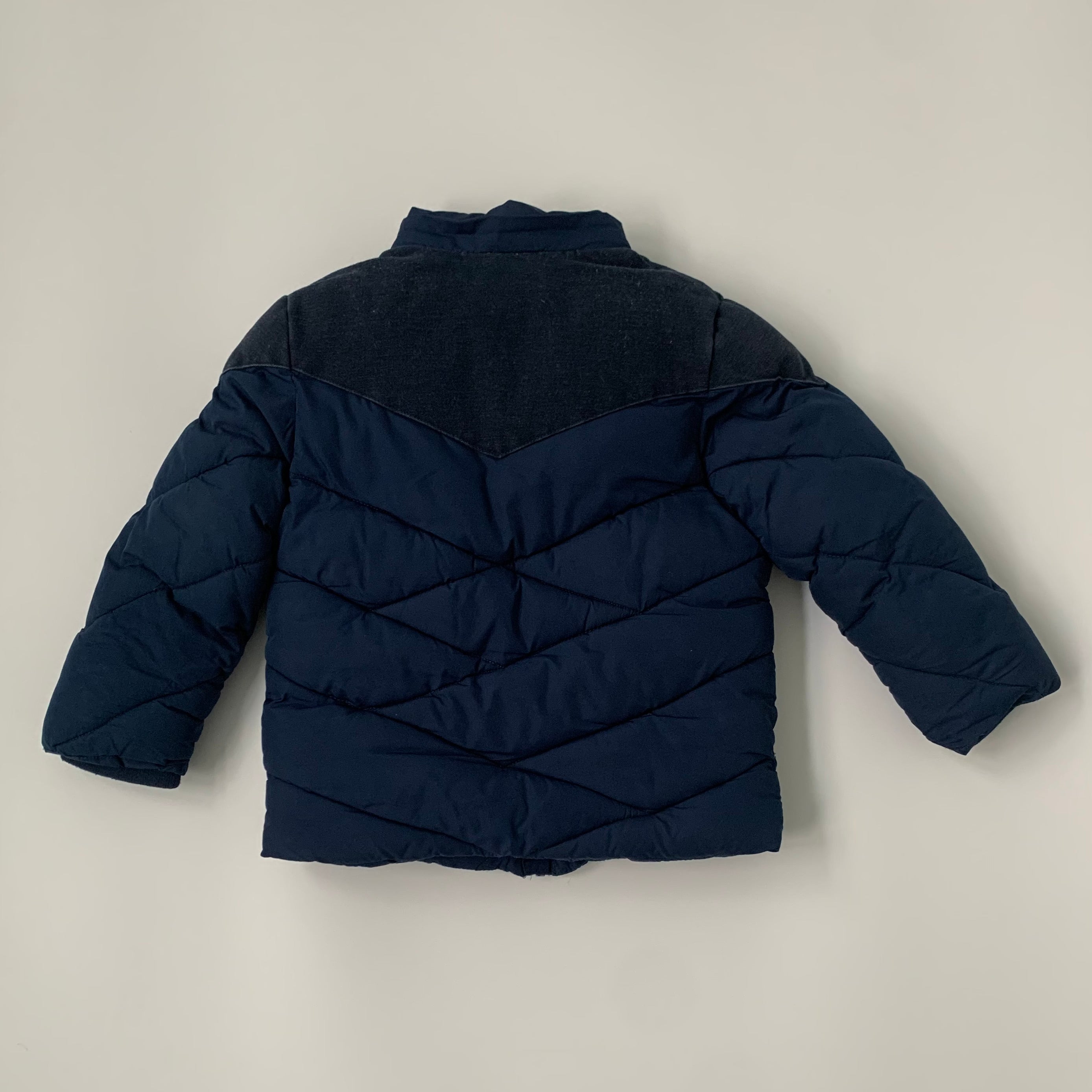 Tartine et Chocolat Navy Coat With Faux Fur Trim: 3 Years