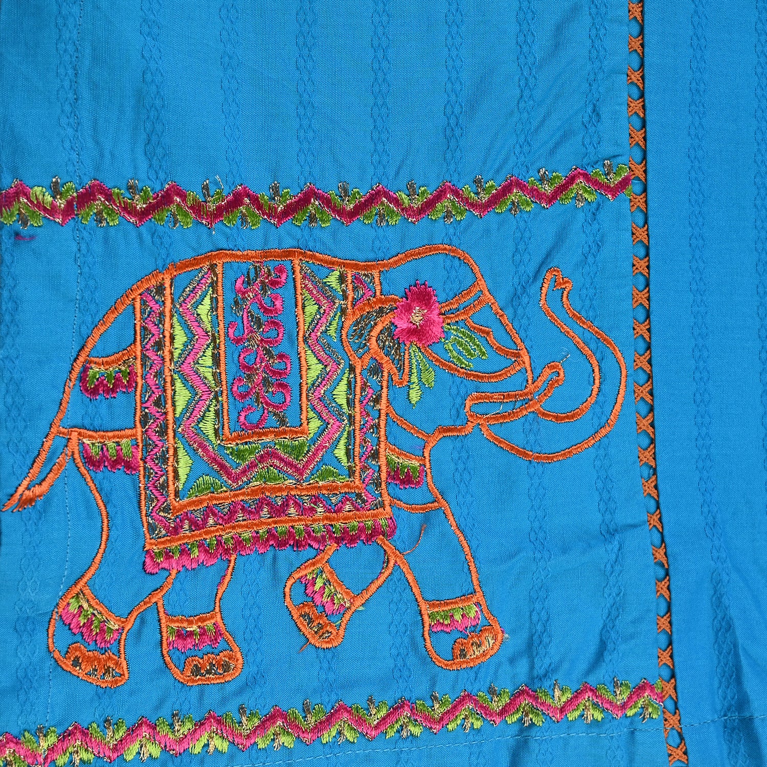 Teen Girls Jacquard EMB Kurti Elephant-Teal