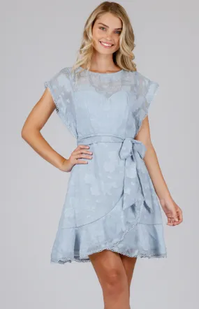 Textured Butterfly Sleeve Dress with Frill Details (SDR660A)