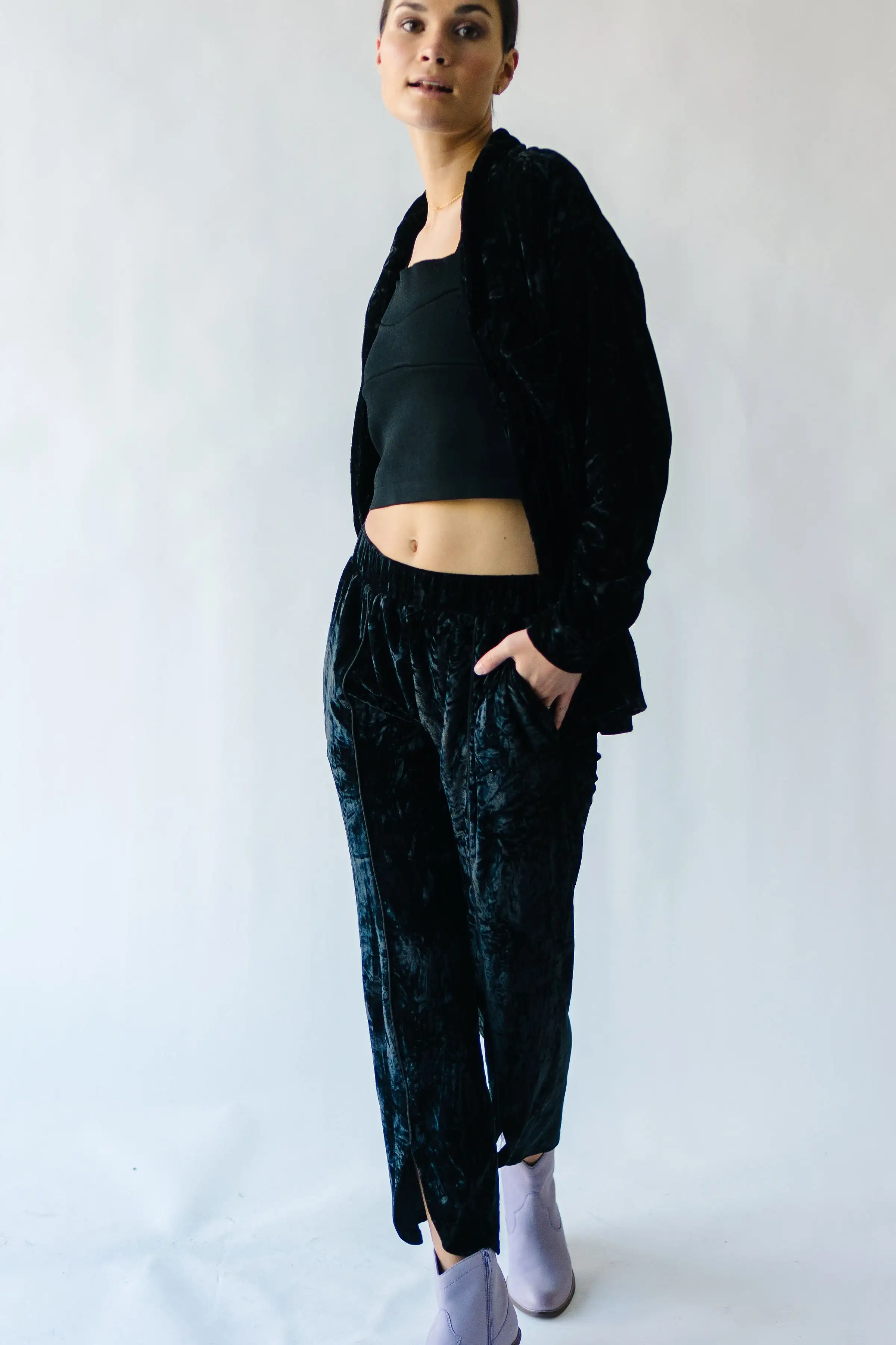 The Hannon Velvet Pants in Black