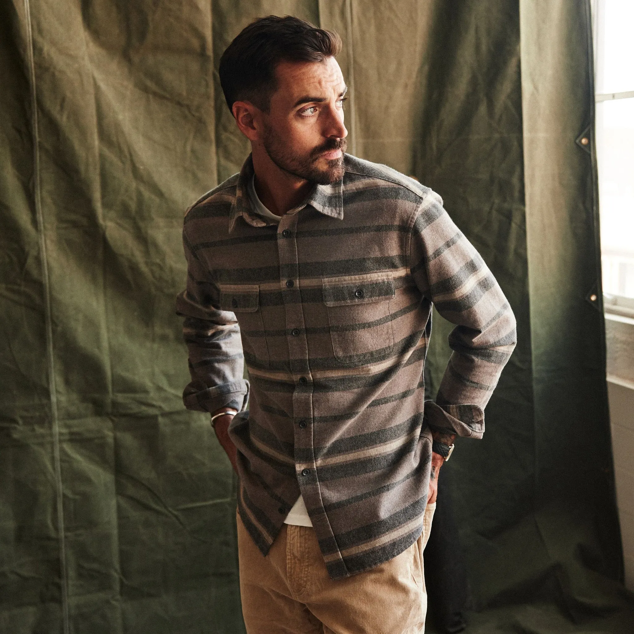 The Yosemite Shirt in Graystone Heather Stripe