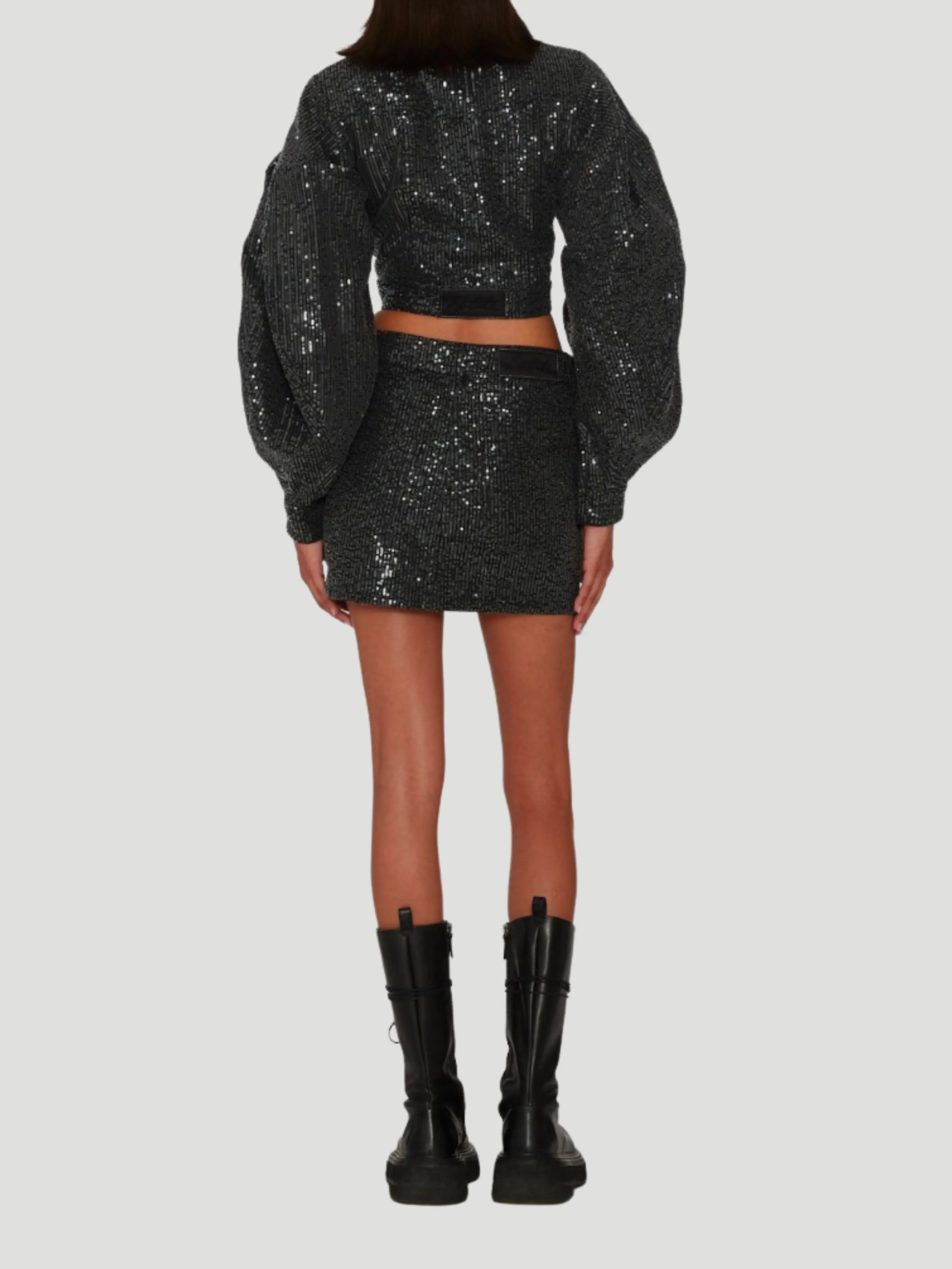 Twill Sequin Mini Skirt