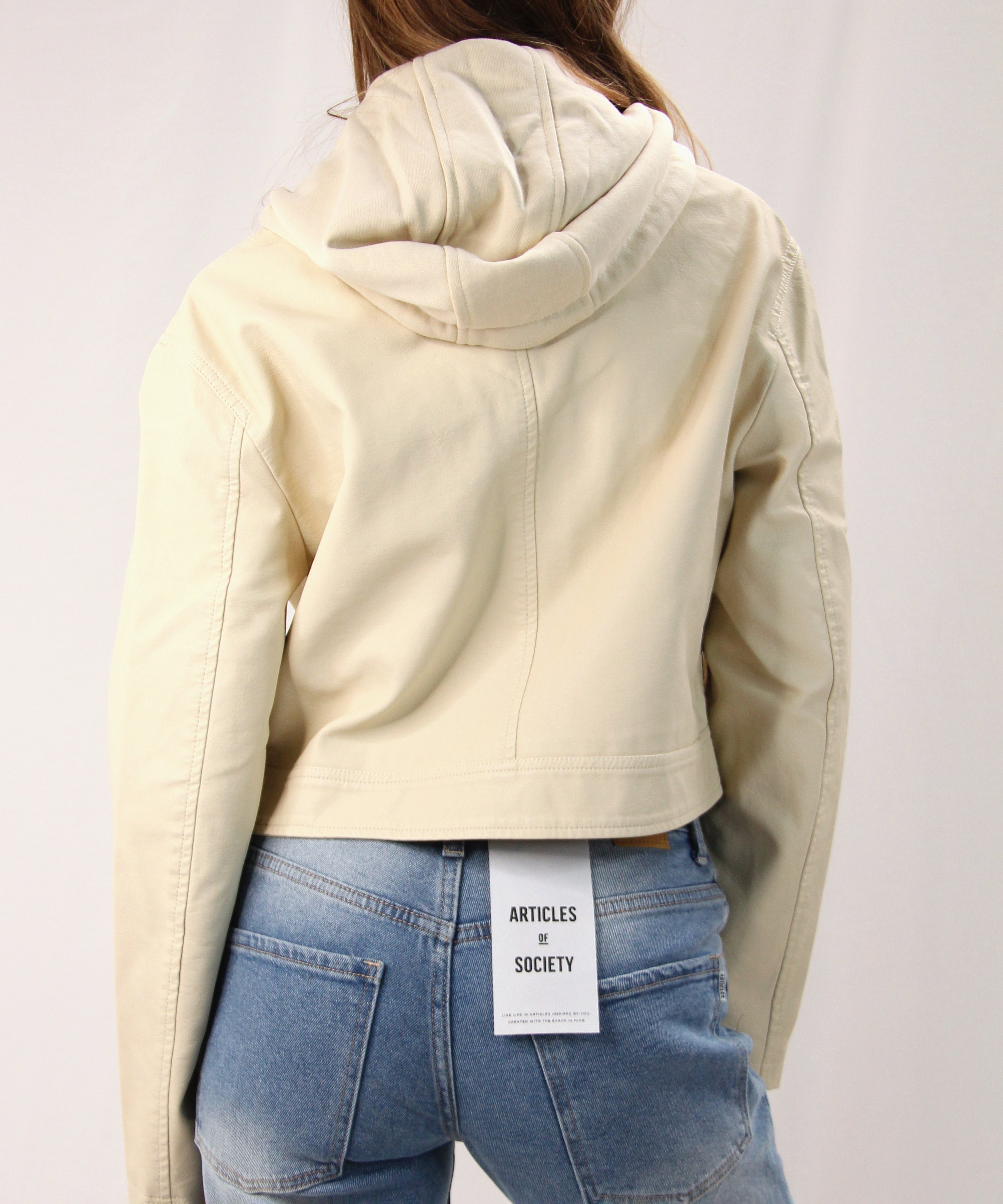 Vegan Leather Jacket - Cream