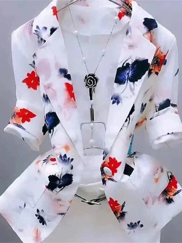 Versatile Floral Print Women's Blazer Casual Jacket